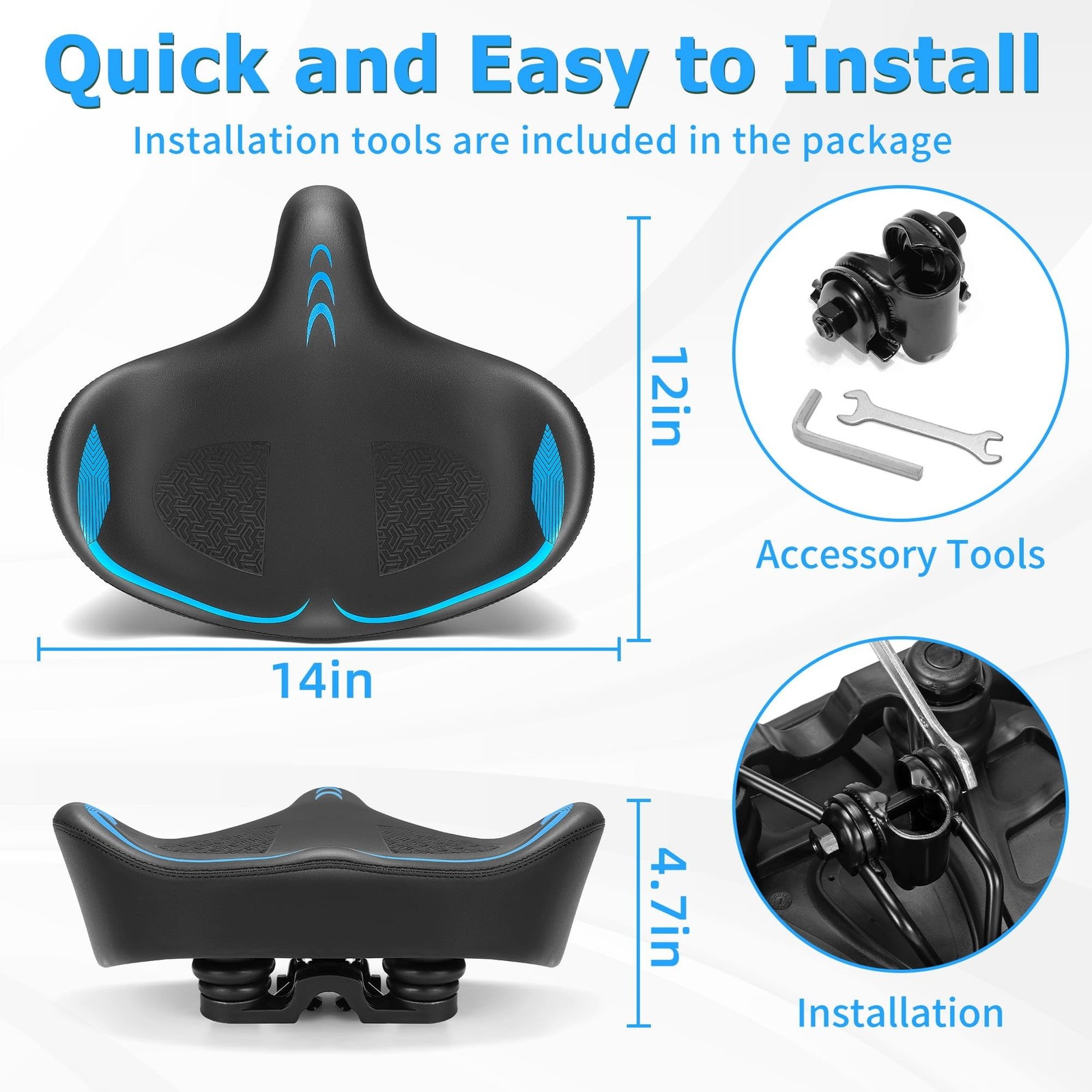 CDYWD Oversized Bike Seat for Men & Women Comfort, Extra Wide Bicycle Seat Cu…