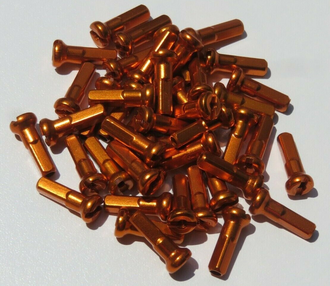 14mm ORANGE Alloy Aluminum spoke nipple 14g (2.0mm) Custom amounts