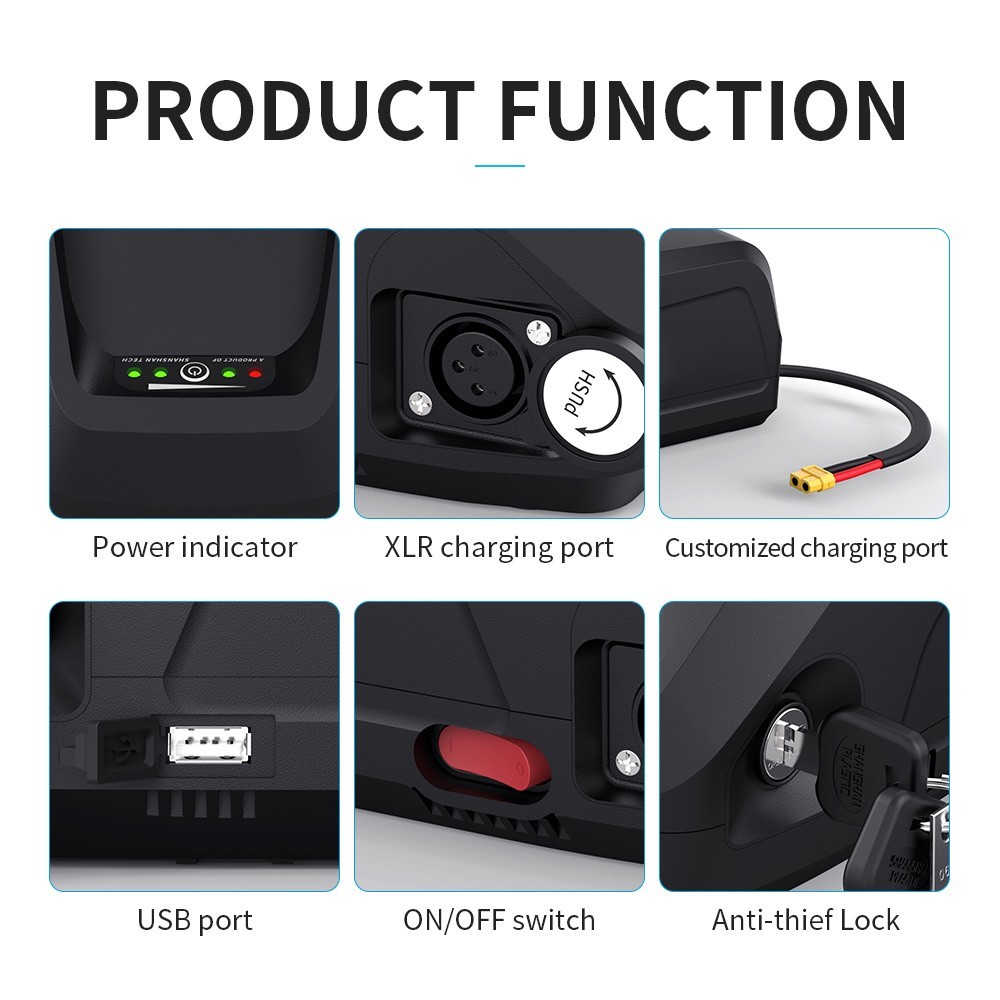 36V 48V 10Ah/15ah Ebike Li-ion Battery for 250W 500W~1000W Electric Bike 4 PIN