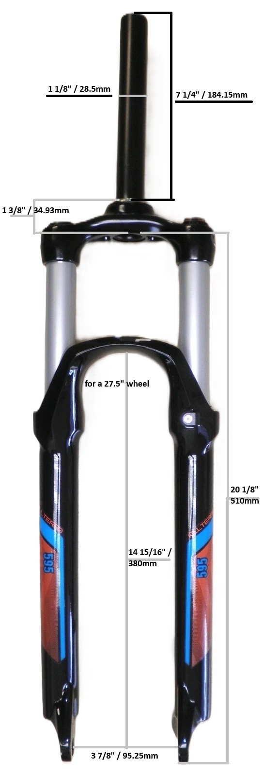 ZOOM ALL TERRA 595 27.5″ BLACK/ORANGE/BLUE SUSPENSION FORK BIKE PARTS 497-1