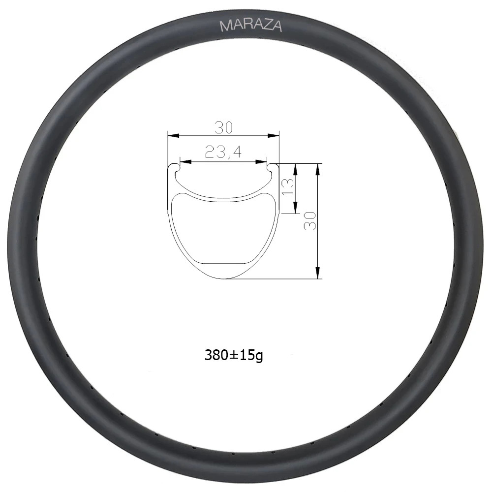 24er MTB BMX Bicycle 30x30mm Carbon Rim Tubeless Clincher UD Matte Glossy Ring