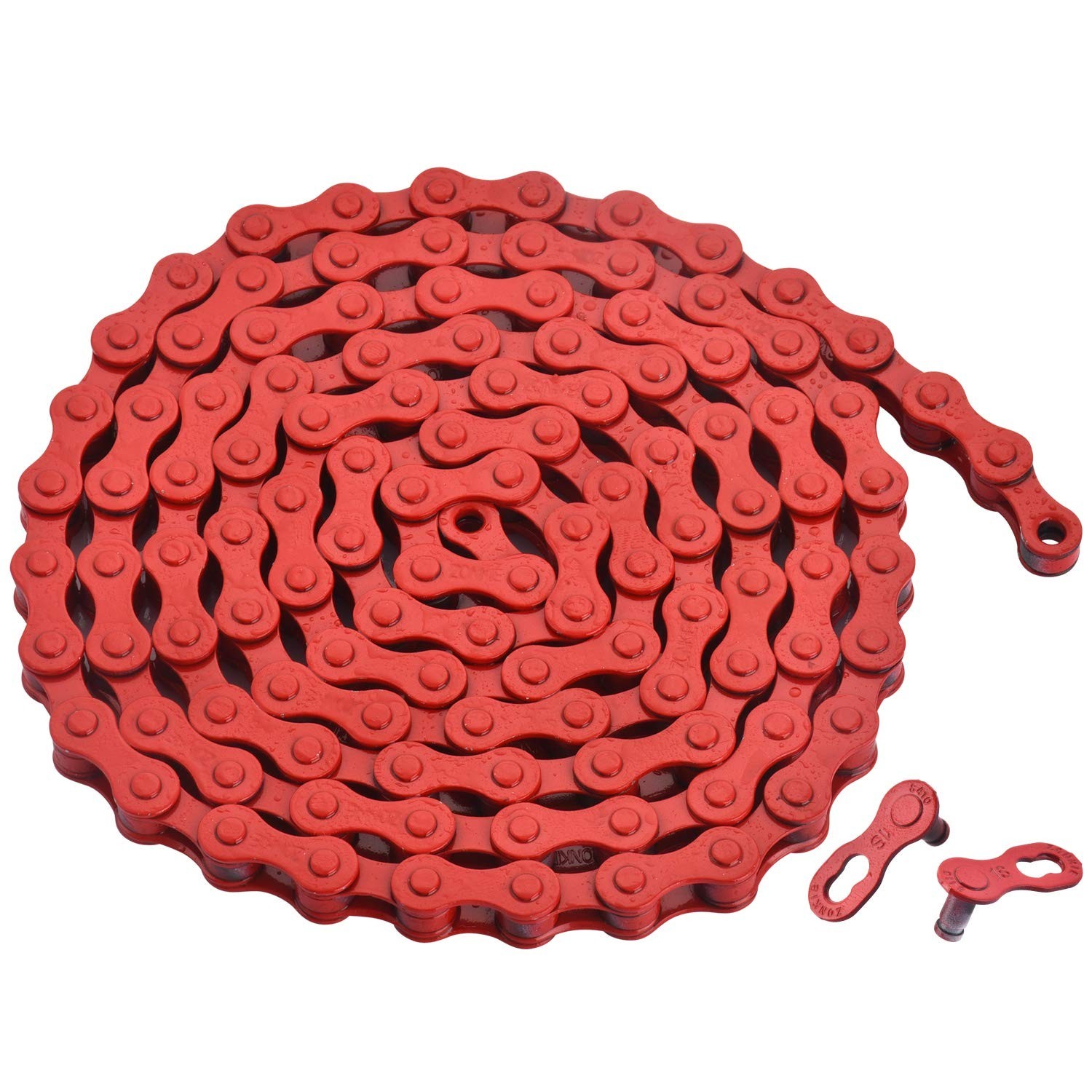 Red High-Carbon Steel Single-Speed Bicycle Chain (116 Links)