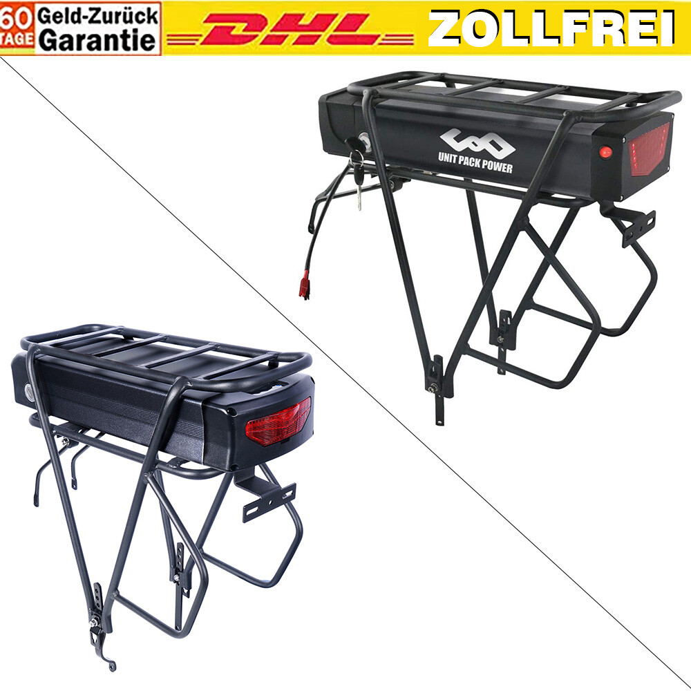 Rack Ebike Battery 36V 48V 52V 72V Battery for 0-3000W Motor with Tail Light