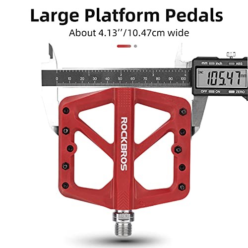 Mountain Bike Pedals MTB Pedals Lightweight Nylon Composite Bicycle Flat Red