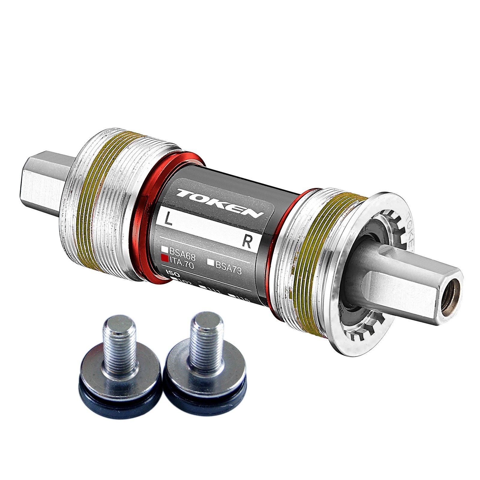 TOKEN ISO Square Taper Bottom Bracket,Italian Thread,102mm Length,Steel Bearings