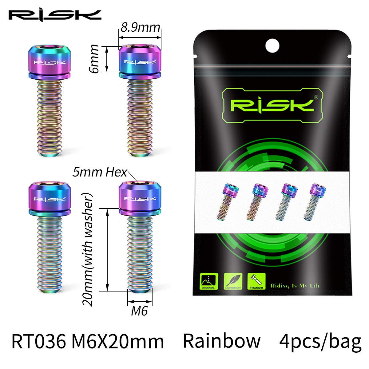 4pcs/set M6*18/20mm Disc Brake Bolt Clamp Titanium Alloy MTB Bike Bicycle Screw