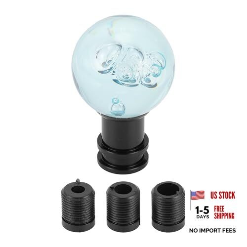 Car Gear Shift Knob Acrylic Aluminum Alloy Stick Shifter Lever Knob Light Blue