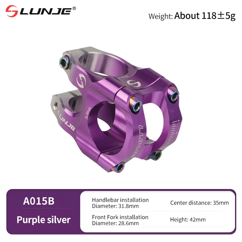 LUNJE 31.8mm MTB Bike Stem CNC Aluminum Alloy Short Handlebar Riser Road Bicycle