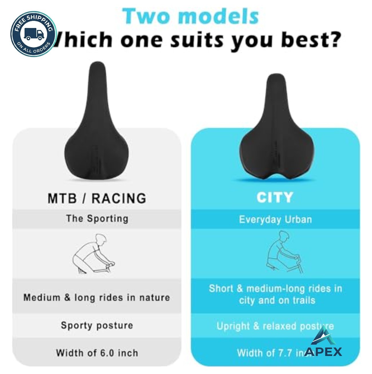 Mountain Bike Saddle Memory Foam Comfort Waterproof Bicycle Seat 150kg Capacity