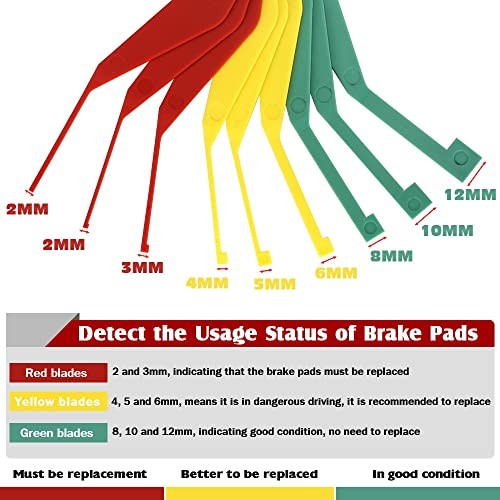 3 Pack 9-Piece Brake Pad Thickness Gauge Set, Measure Tool for Plastic 3PCS