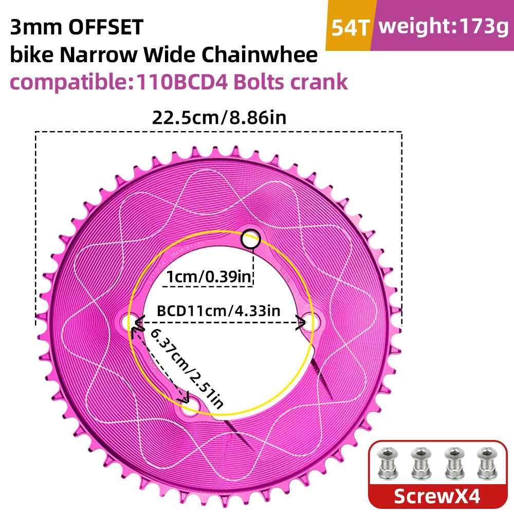VXM 110BCD Chainring 40T-58T Bicycle Chainwheel 110BCD 4claws Bolt R7000 R8000