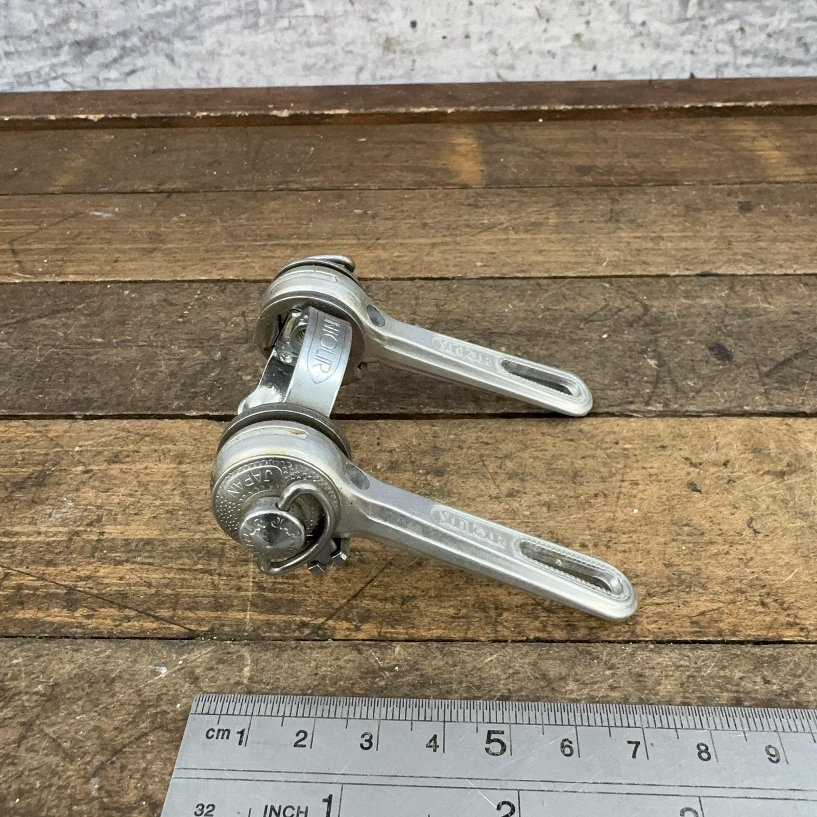 Vintage SunTour Downtube Friction Shifter Set Cyclone Superbe Clamp Japan Silver