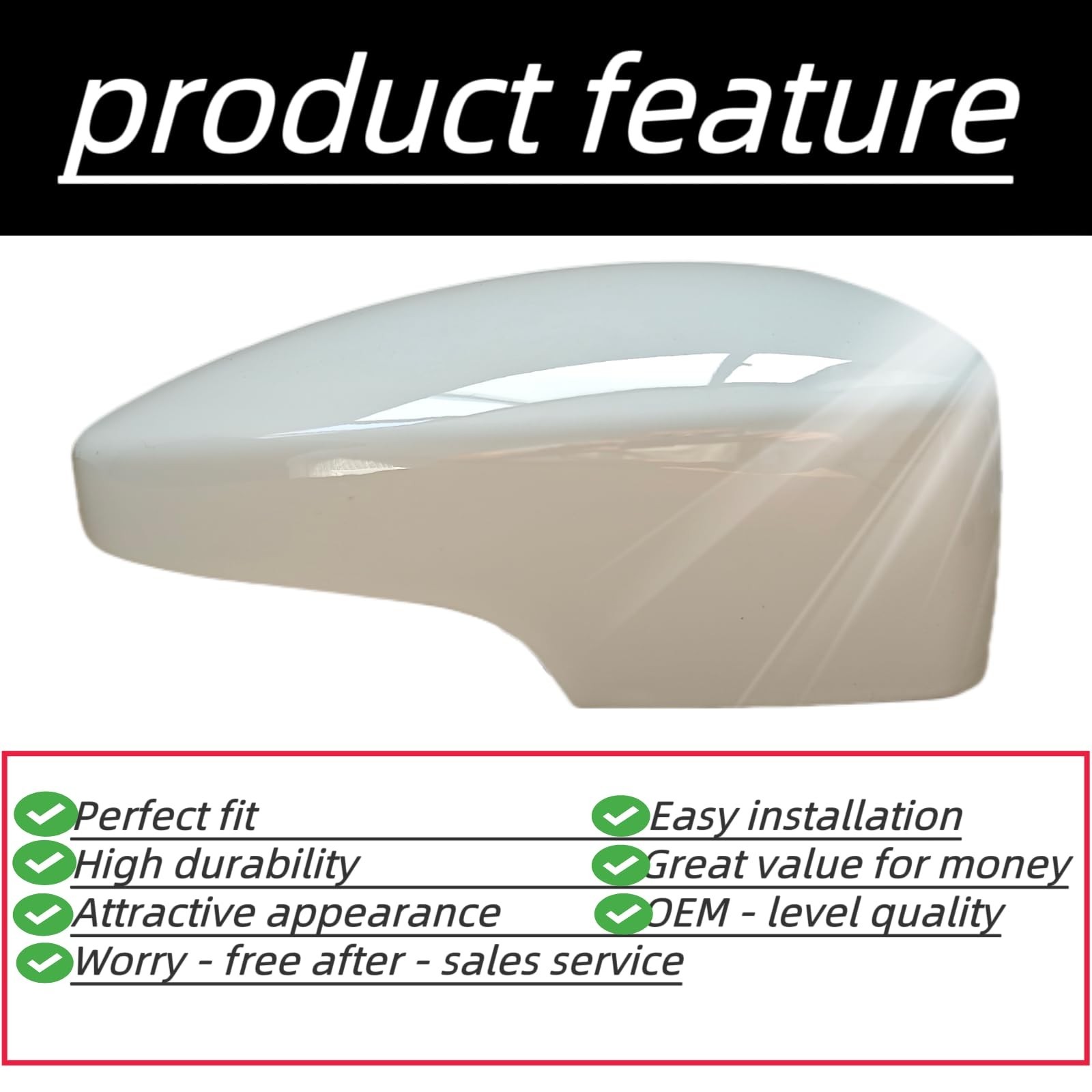 Premium Oxford White ABS Rearview Mirror Caps with Clips – Direct Replacement…