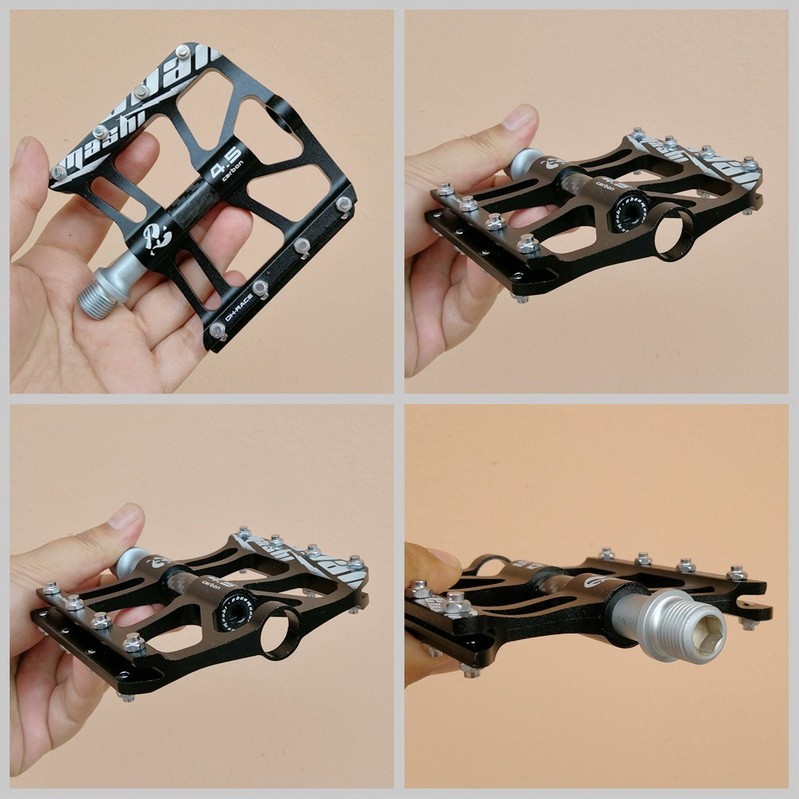 Aluminum Carbon Road MTB Mountain Bike Pedal 3 Bearing AM Flat Pedals Anti-slip