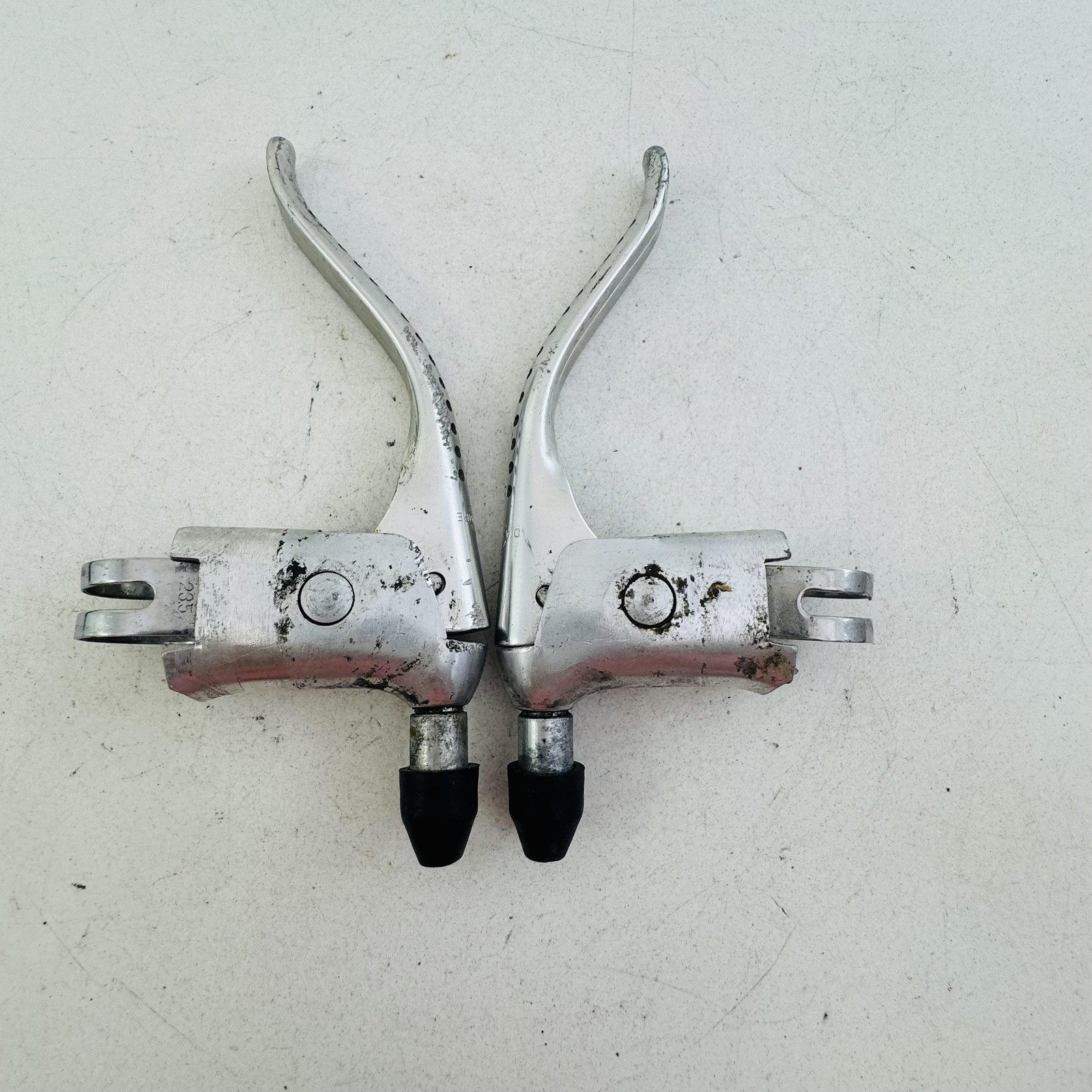 Vintage Dia-Compe Brake Levers Pair 4-Finger Drilled Flat Bar Silver Bike A98