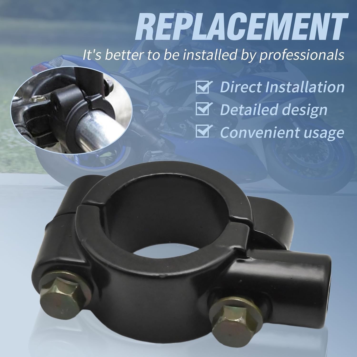 1″ Motorcycle Mirror Mount Handlebar Holder 10mm Thread Clamp 25mm Adapter