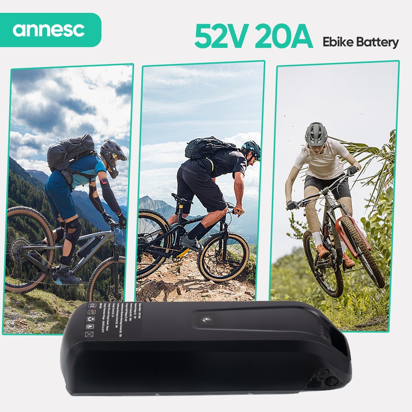 5PIN Electric Bicycle 36V/48V/52V li-ion battery w/ USB port BMS for 2000W Motor