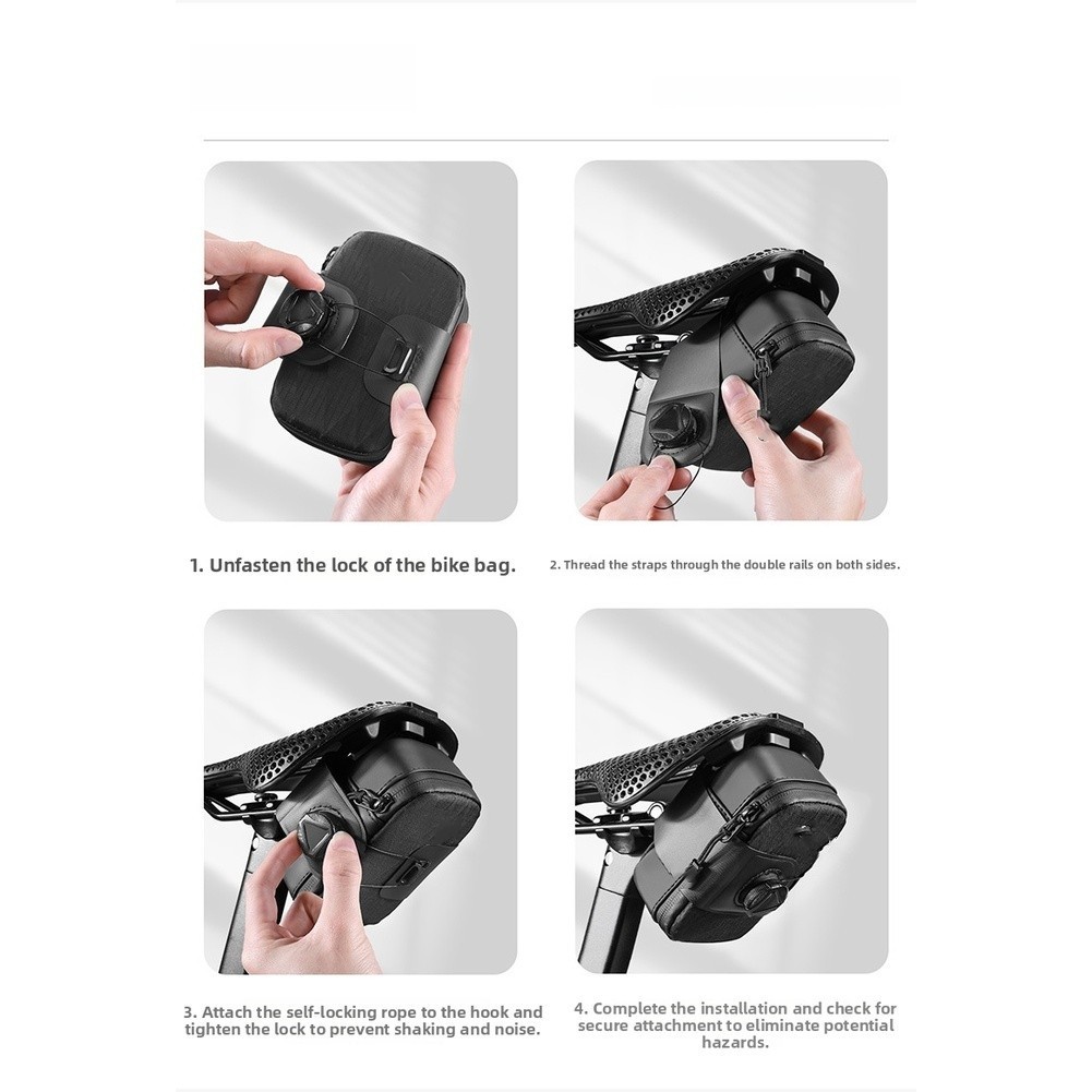 Minimalist Bike Saddle Bag Quick Install No Tools Needed Lightweight 74g Black