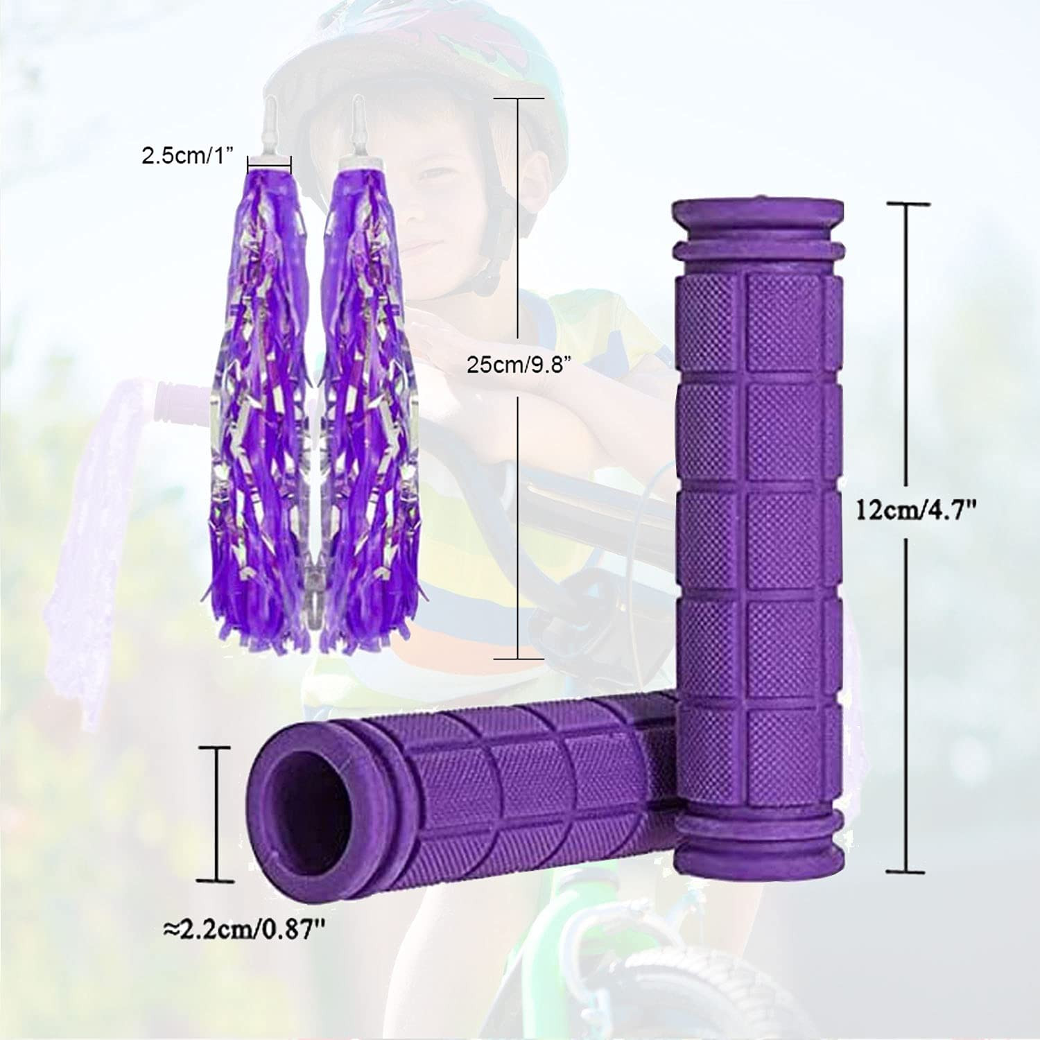 Bike Handle Grips with Tassel Streamers for Girls Boys and Kids, Non-Slip Bicycl