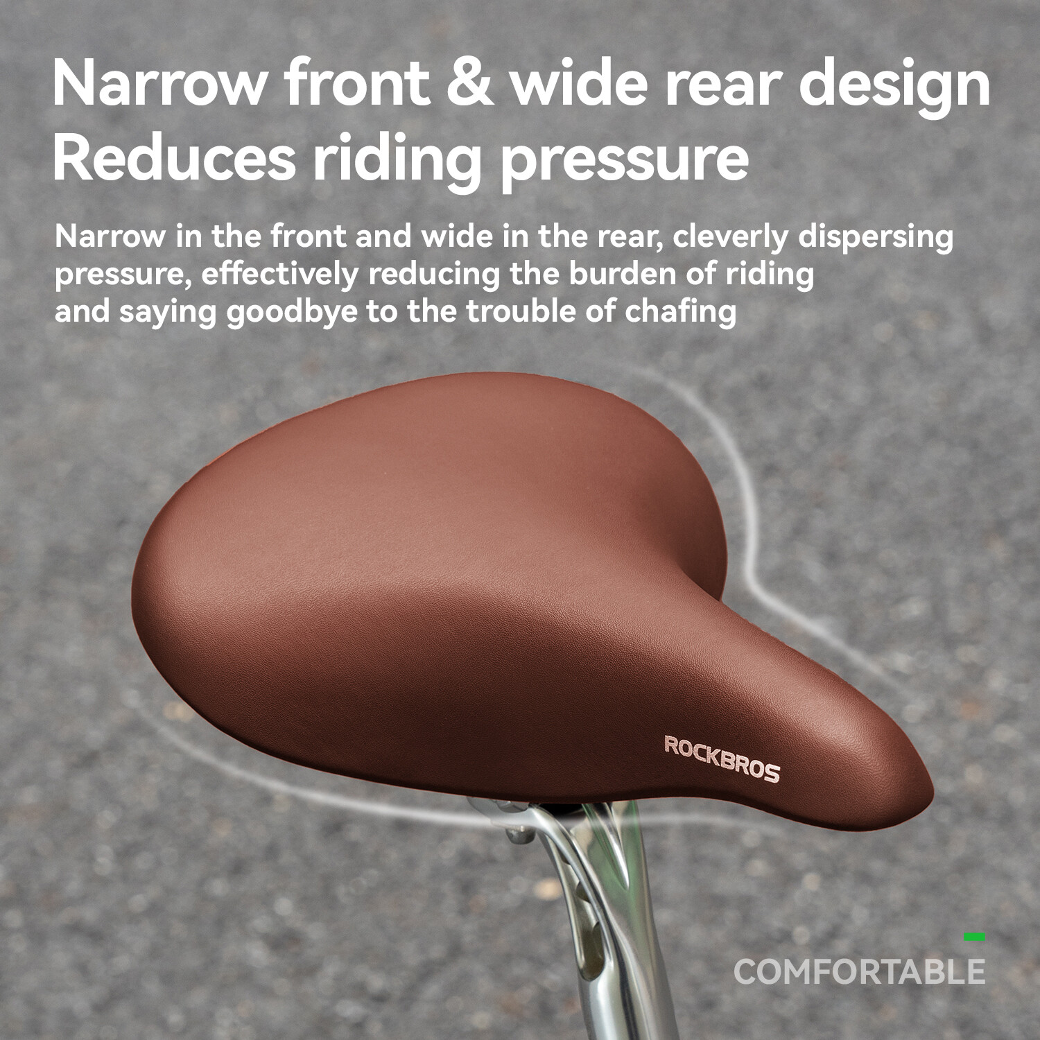 ROCKBROS Wide Saddle-Comfort Seat-Steel Spring &Elastomer Suspension-Memory Foam