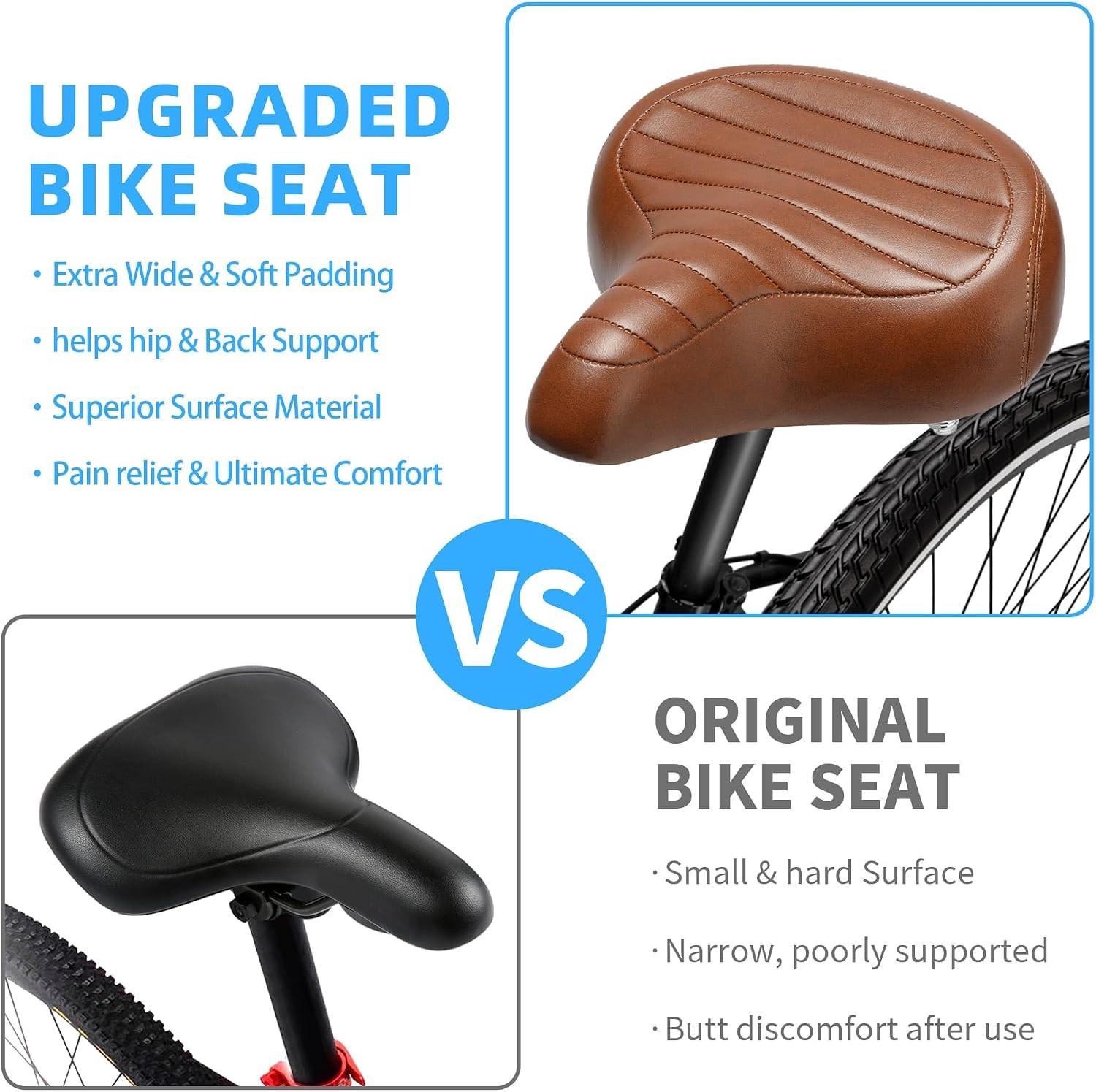 CDYWD Wide Bike Seat for Men Women Comfort, Large Soft Padded Bicycle Seat Cushi