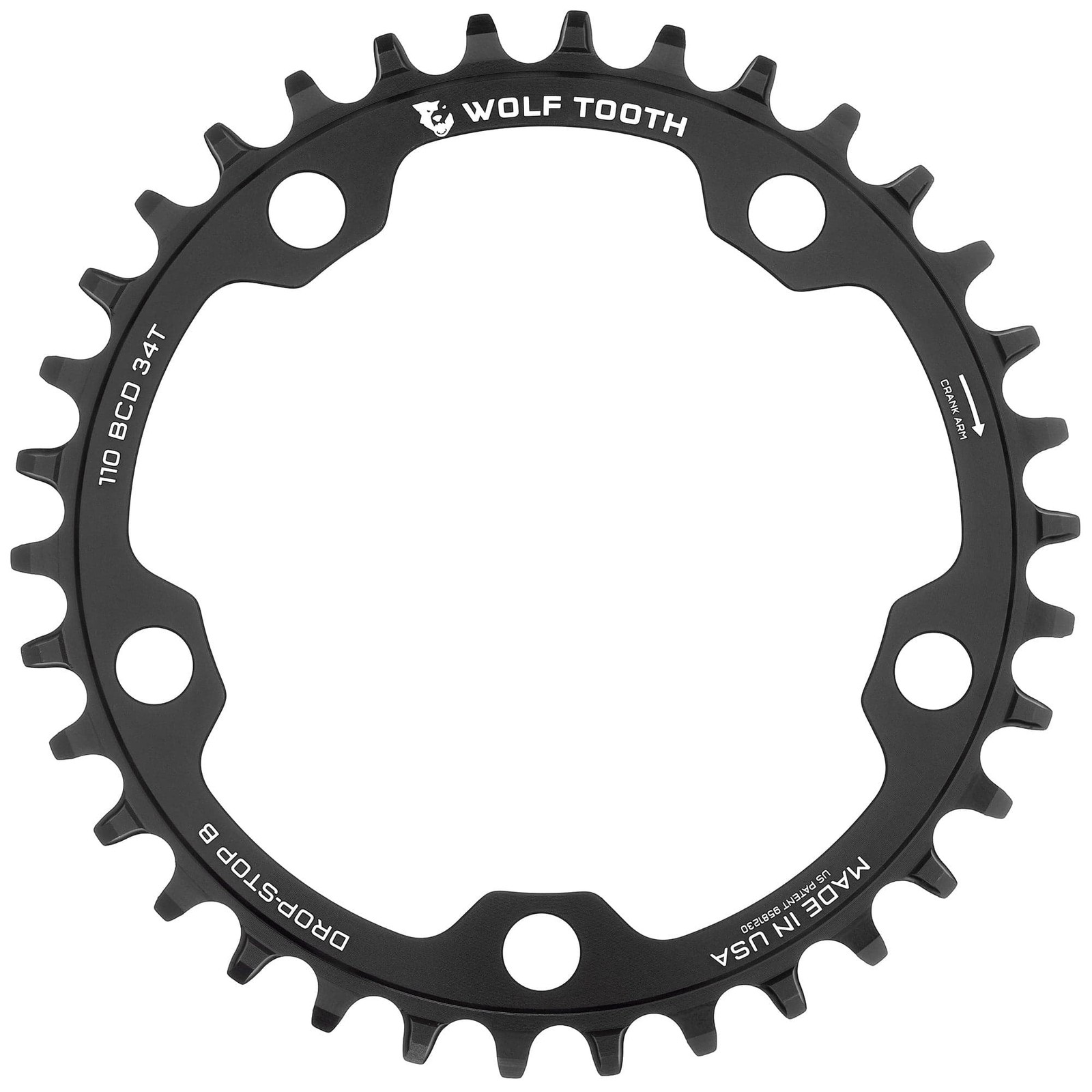 Wolf Tooth Chainring 52t 110 BCD 5-Bolt 10/11/12-Speed Alloy Cyclocross & Road