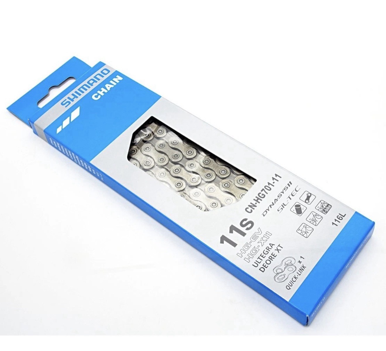 Shimano CN-HG701-11 SIL-TEC 11 Speed Chain w/ Chain Quick Link 1 Pair, 116 Links