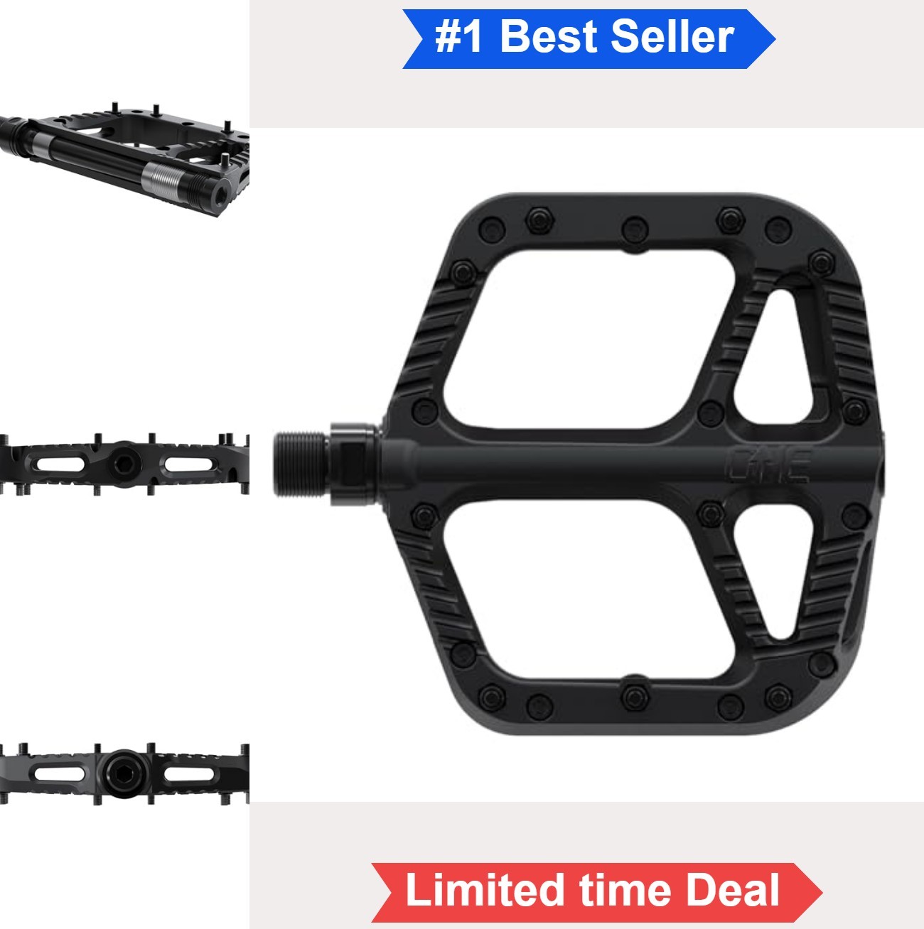 Composite Flat Bike Pedals 115x105mm Nylon Platform 10 Pins Per Side MTB