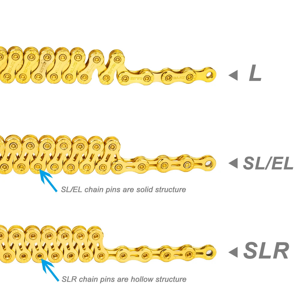 Golden Oil Slick All Speed 8 9 11 12 Bicycle Chain Hollow Light Weight Durable