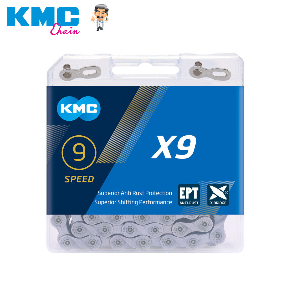 KMC 9 Speed Z9 X9 X9SL Bike Chain Retail Pack 116 Links fits Shimano SRAM Campy