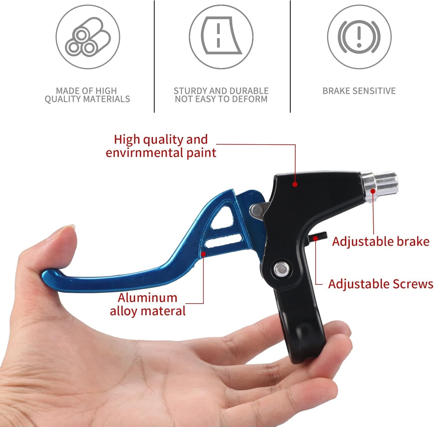 Bike Brake Levers Aluminum Alloy V-Brake 2.2cm Handlebar Blue 1 Pair