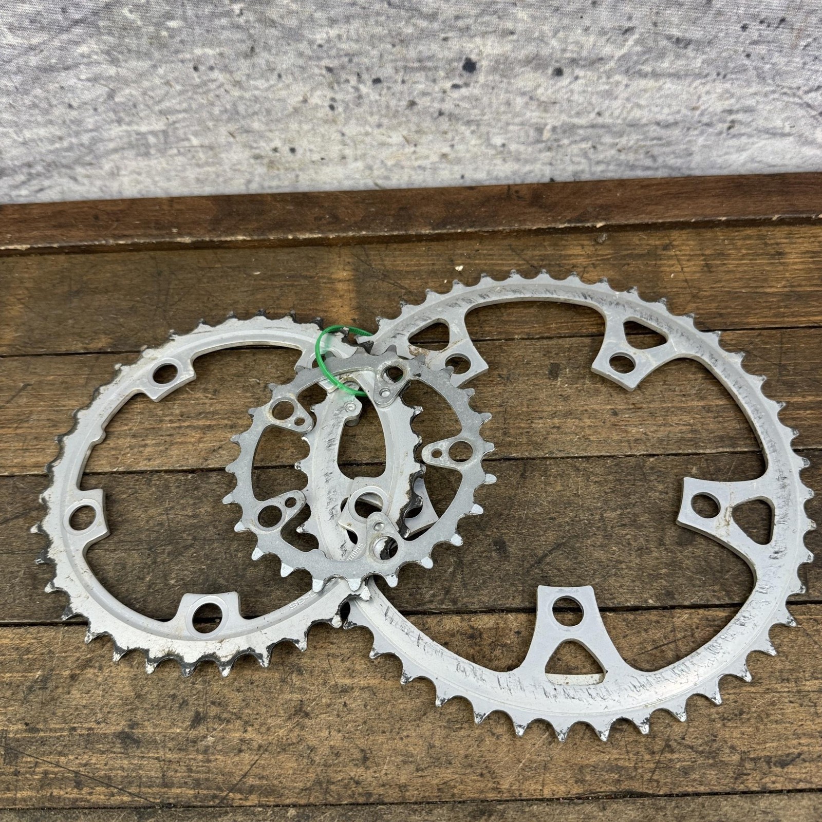 Vintage Shimano SG 46/36/24T Chainring Set 110/74 BCD Silver MTB Triple Deore
