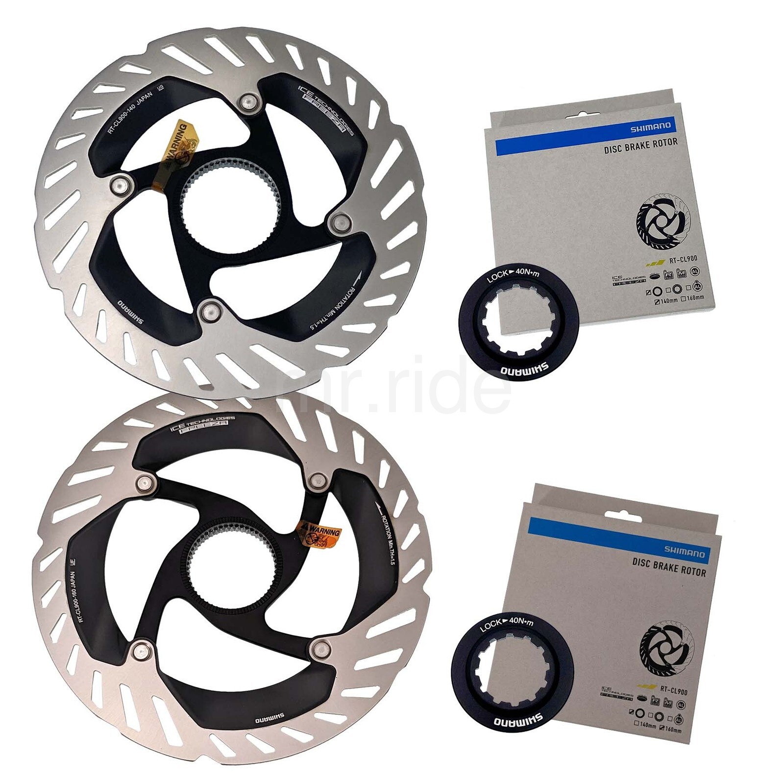 2x Shimano DURA-ACE RT-CL900 Center Lock Bike Disc Rotor 160+140mm,w/Lockring
