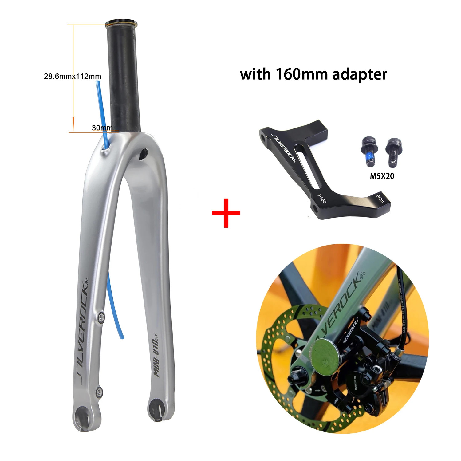 Carbon Fork 16in 349 18in 355 Caliper Disc Brake 100mm 28.6mm for Folding Bike