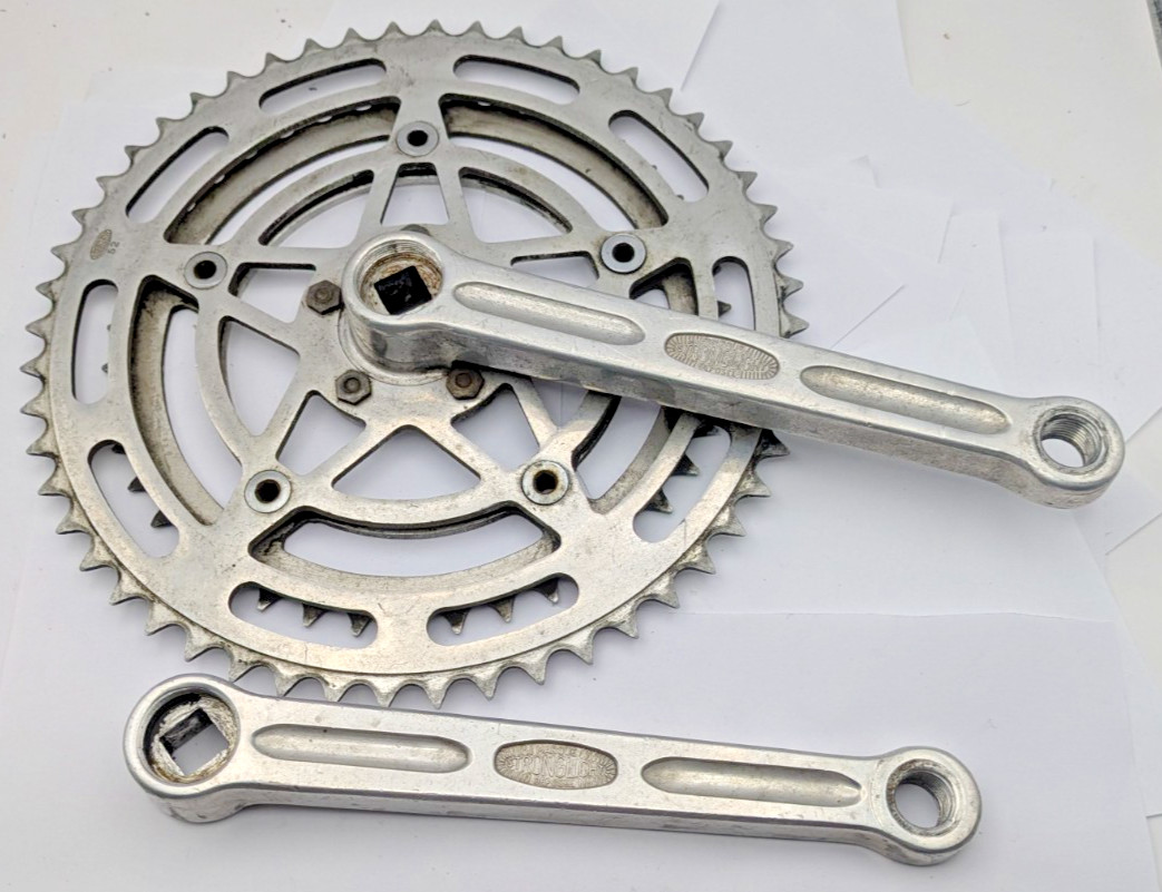 Vintage Stronglight 49D Crankset 170 mm ENGLISH THREAD 9/16″-20 52T / 42T FRANCE