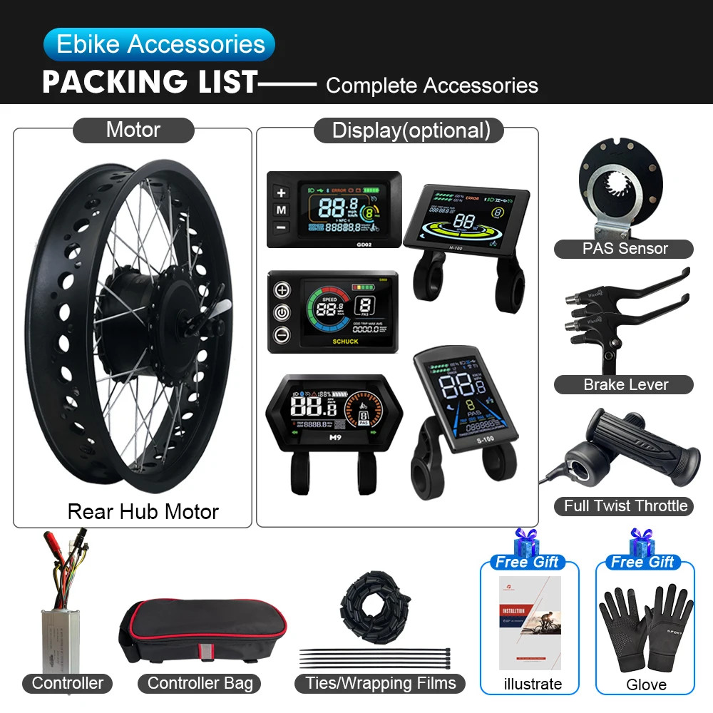 36V 48V 500W Rear Cassette Hub Motor Wheel for Snow E-bike Conversion Kit