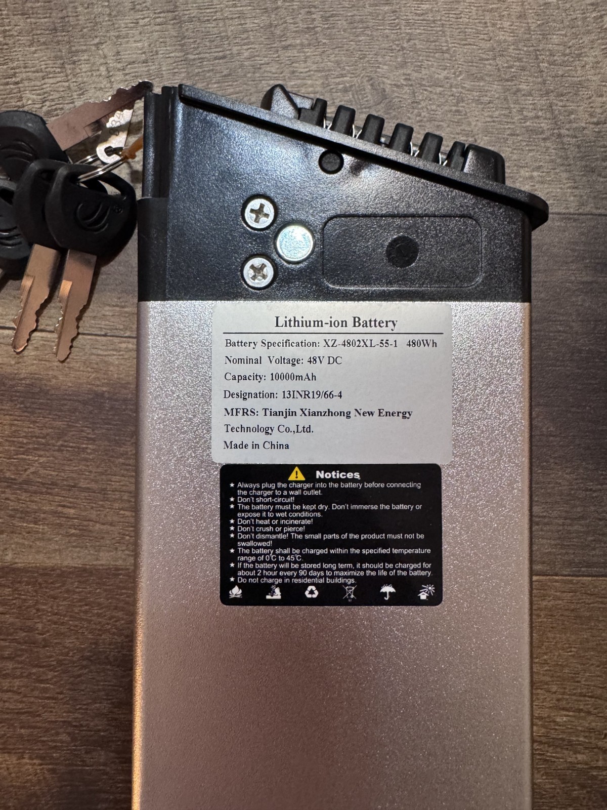 E-bike battery XZ-4802XL-55-1 | 48V | 10000 mAh | rechargeable lithium-ion