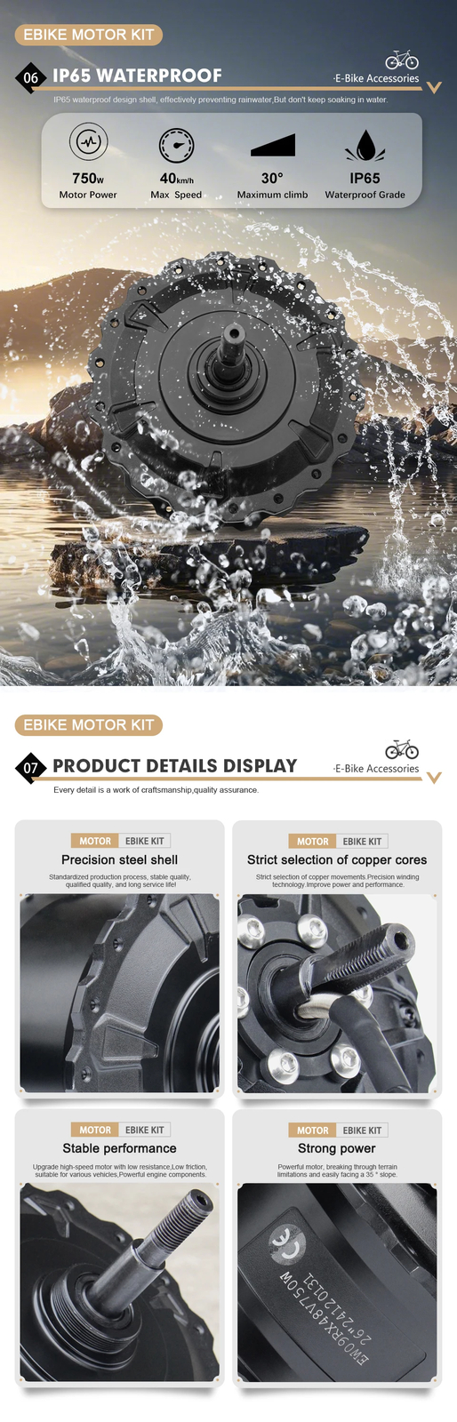 48V 750W 20 24 26in Snow/Beach E-bicycle Fat Tire Rear Rotate Hub Motor Wheel