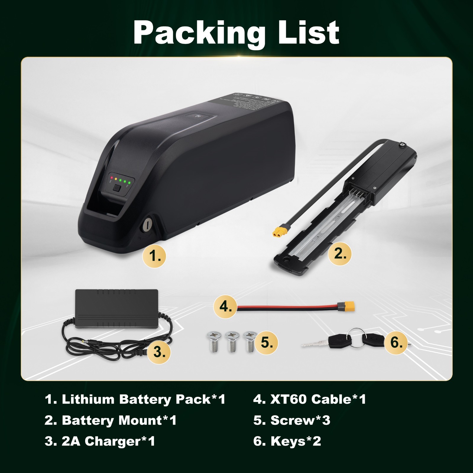 4pin 36v 20ah ebike lithium battery for electric bicycle 0-1200W Motors Lockable
