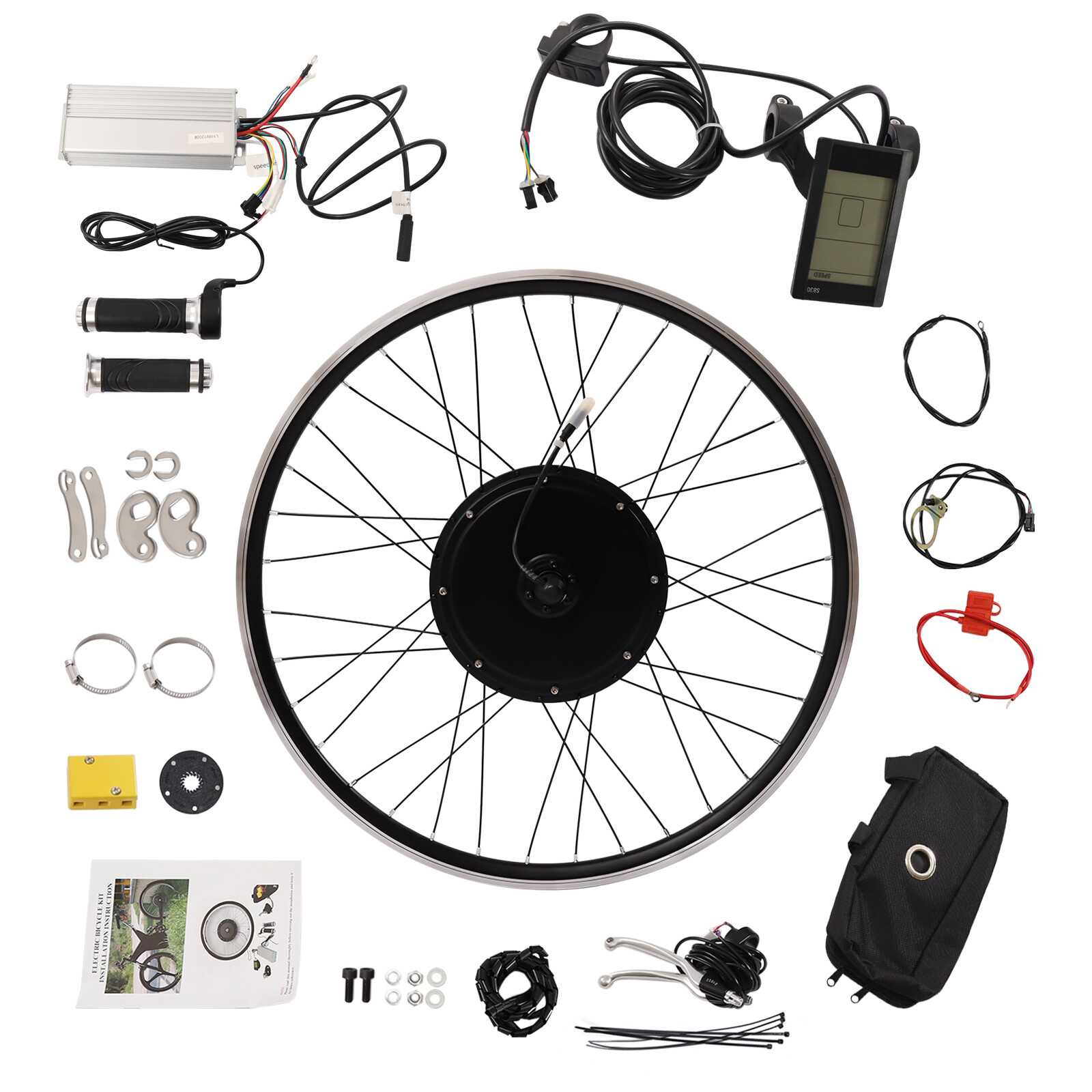 1200W 48V 700c E Bike Motor Hub LCD Front Wheel Electric Bicycle Conversion Kit