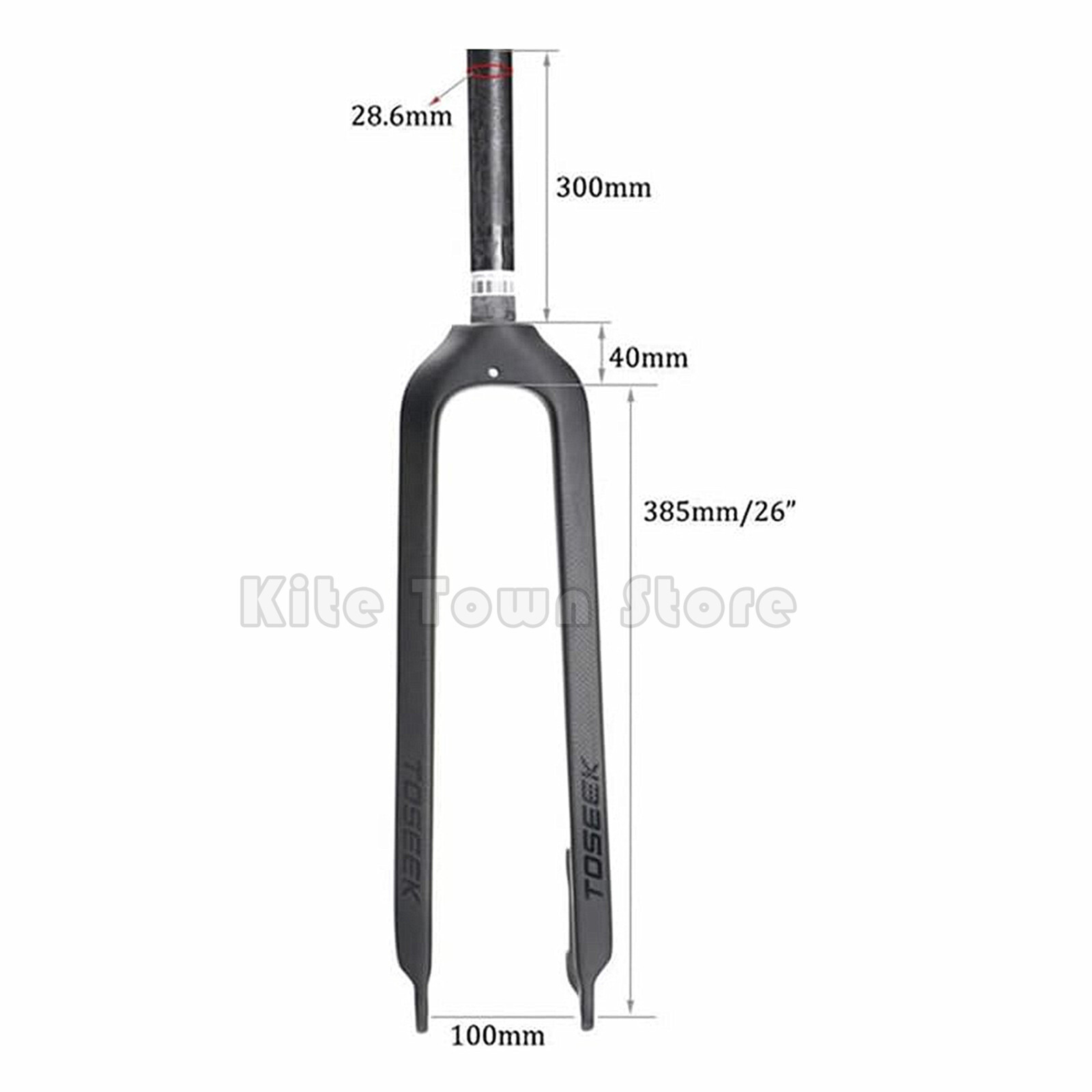 Tossek 1-1/8″ Full Carbon MTB Rigid Fork Disc Brake Straight Tube 26″/27.5″/29″