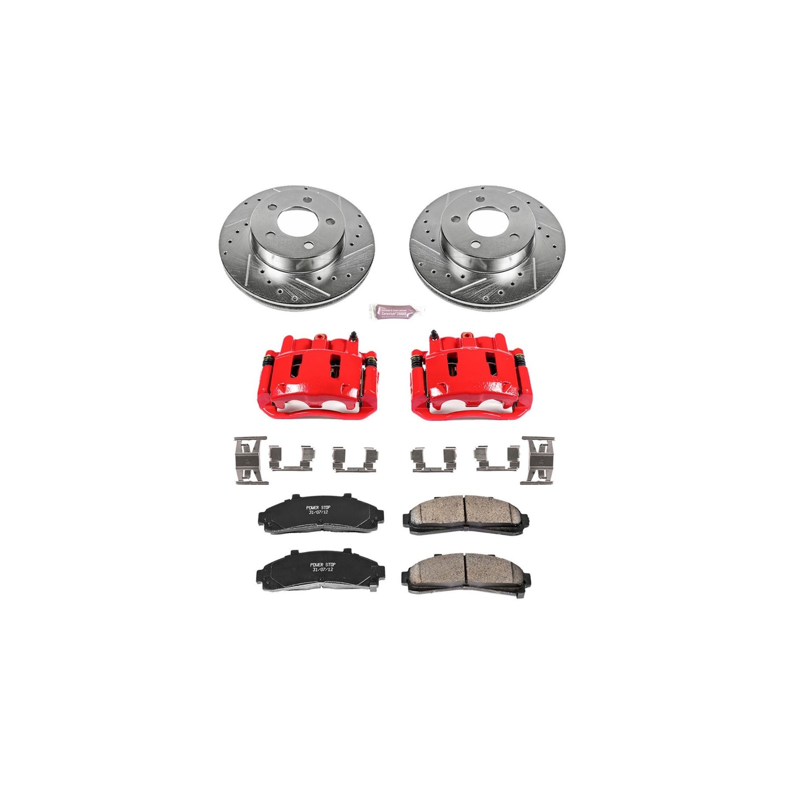 Power Stop KC1860 Z23 Sport 1-Click Brake Kit with Powder Coated Calipers (Br…