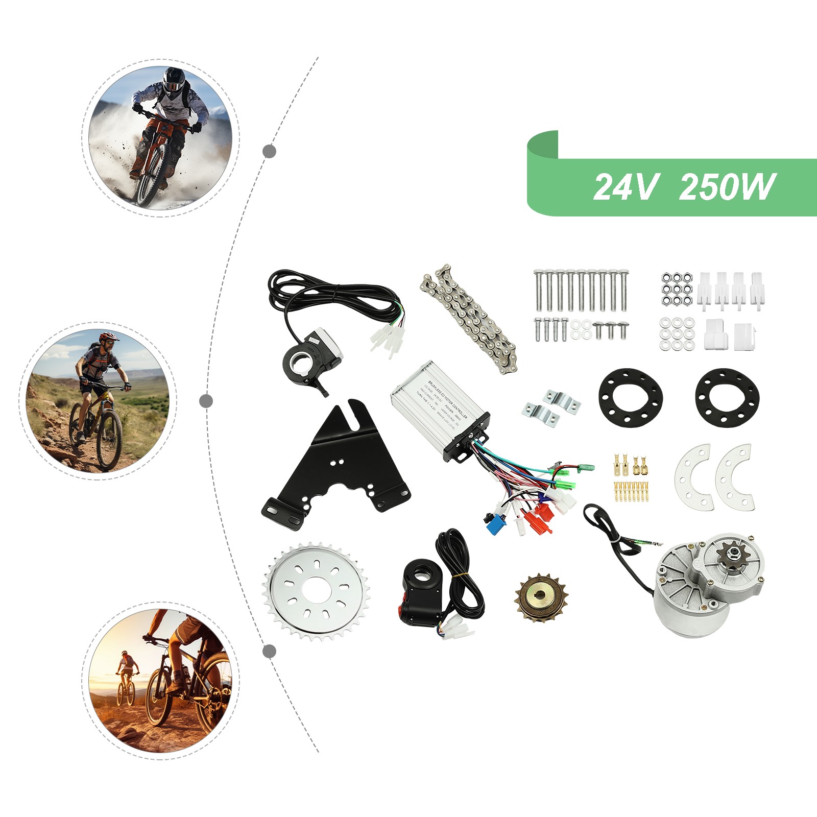 MY1016Z3 250W 24V Brushless E-Bike Conversion Kit for Spoke Wheel Bike