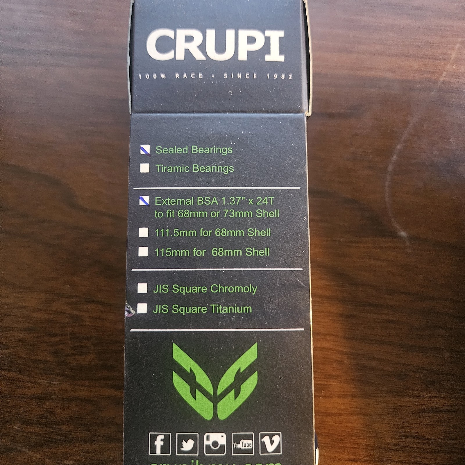 Crupi Sealed – External BSA 1.37″ x 24T (Blue) fits (68mm or 73mm shell) – New
