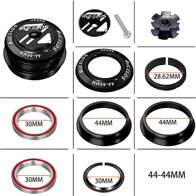 44mm Sealed Cartridge Bearings MTB Road Bike Headset 1-1/8″ Fork Steerer Parts