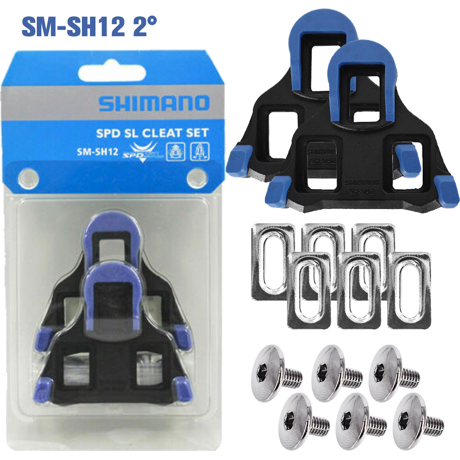 1Pair Shimano SM-SH12 Cleat Set 2 Degrees Float SPD-SL Road Bike Pedal Cleats US