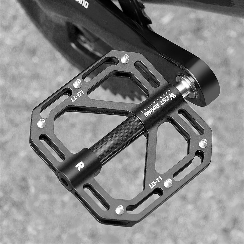 WEST BIKING Bicycle Pedals Titanium Carbon Fiber Axle 3 Bearing Bike Flat Pedals