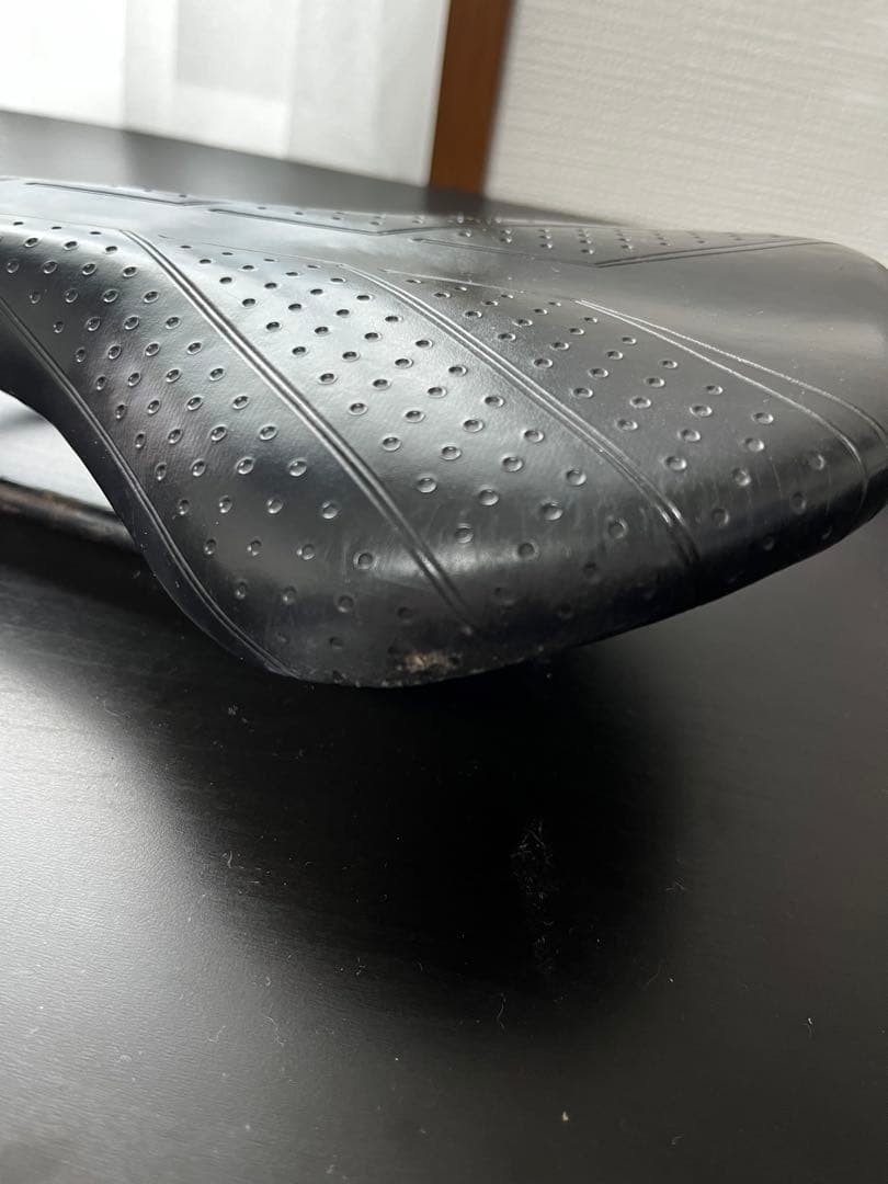 Sporty Bicycle Saddle Black Used with Punching Design and Minor Wear