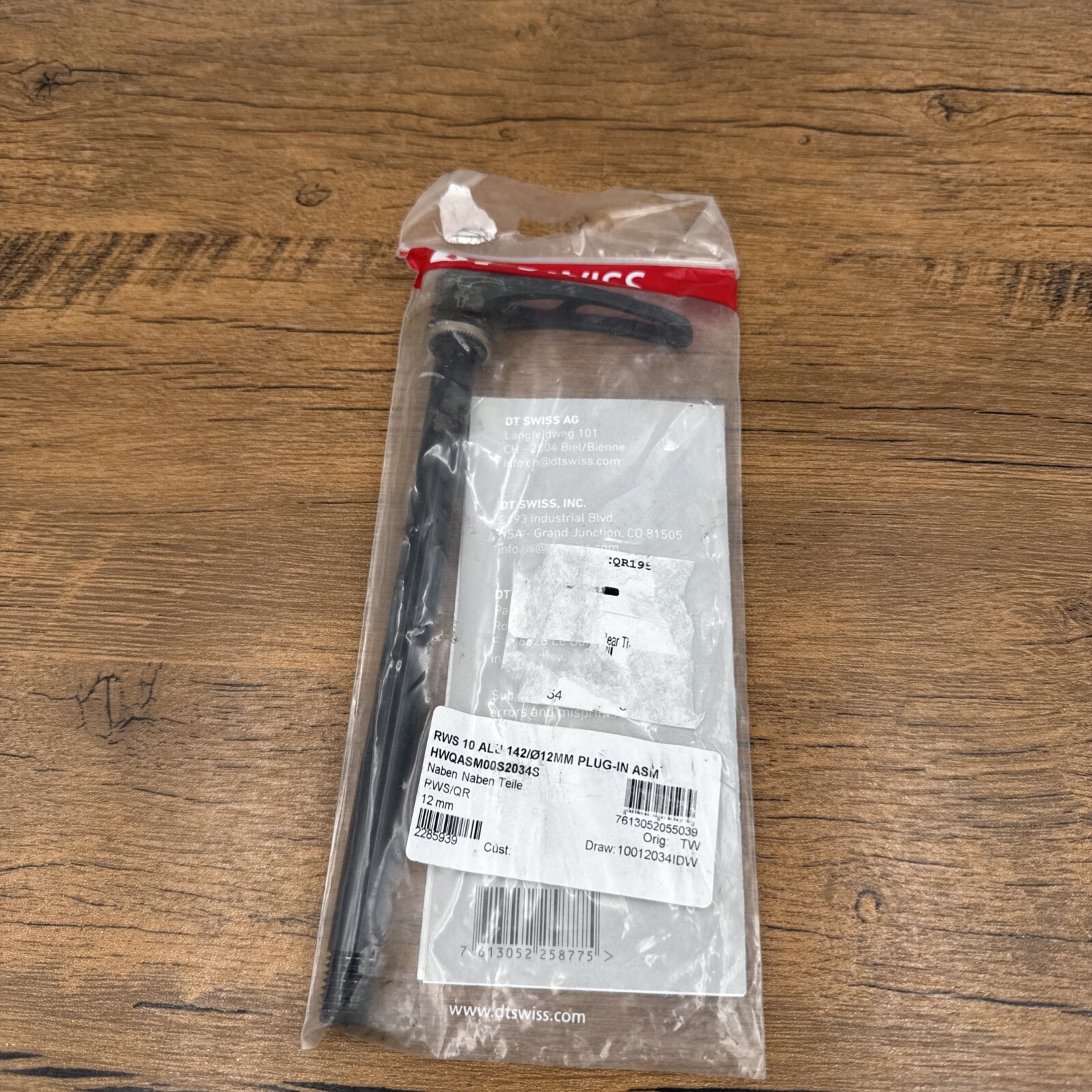 DT Swiss RWS Rear Skewer 12 x 142mm, 12 x 1.5mm Thread, 171mm