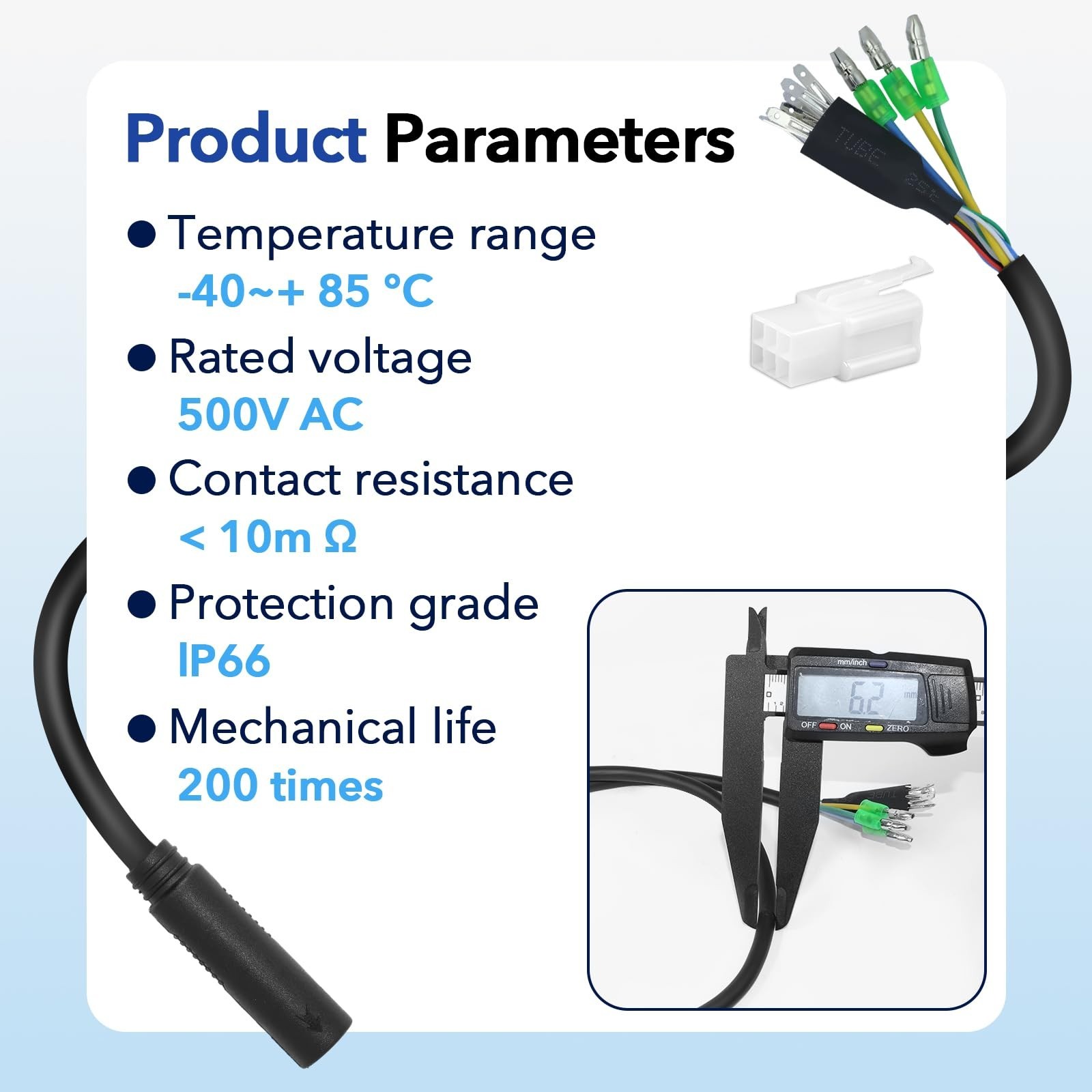 9 Pin Hub Motor Extension Cable, Waterproof 36V 48V 72V Ebike Connector, 60CM Po